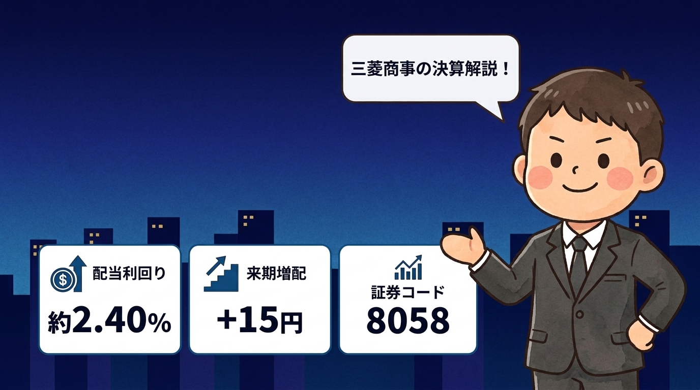 三菱商事8058の2026年3月期決算解説（バフェット投資・累進配当125円・利回り2.40%・100万円が6.75倍）